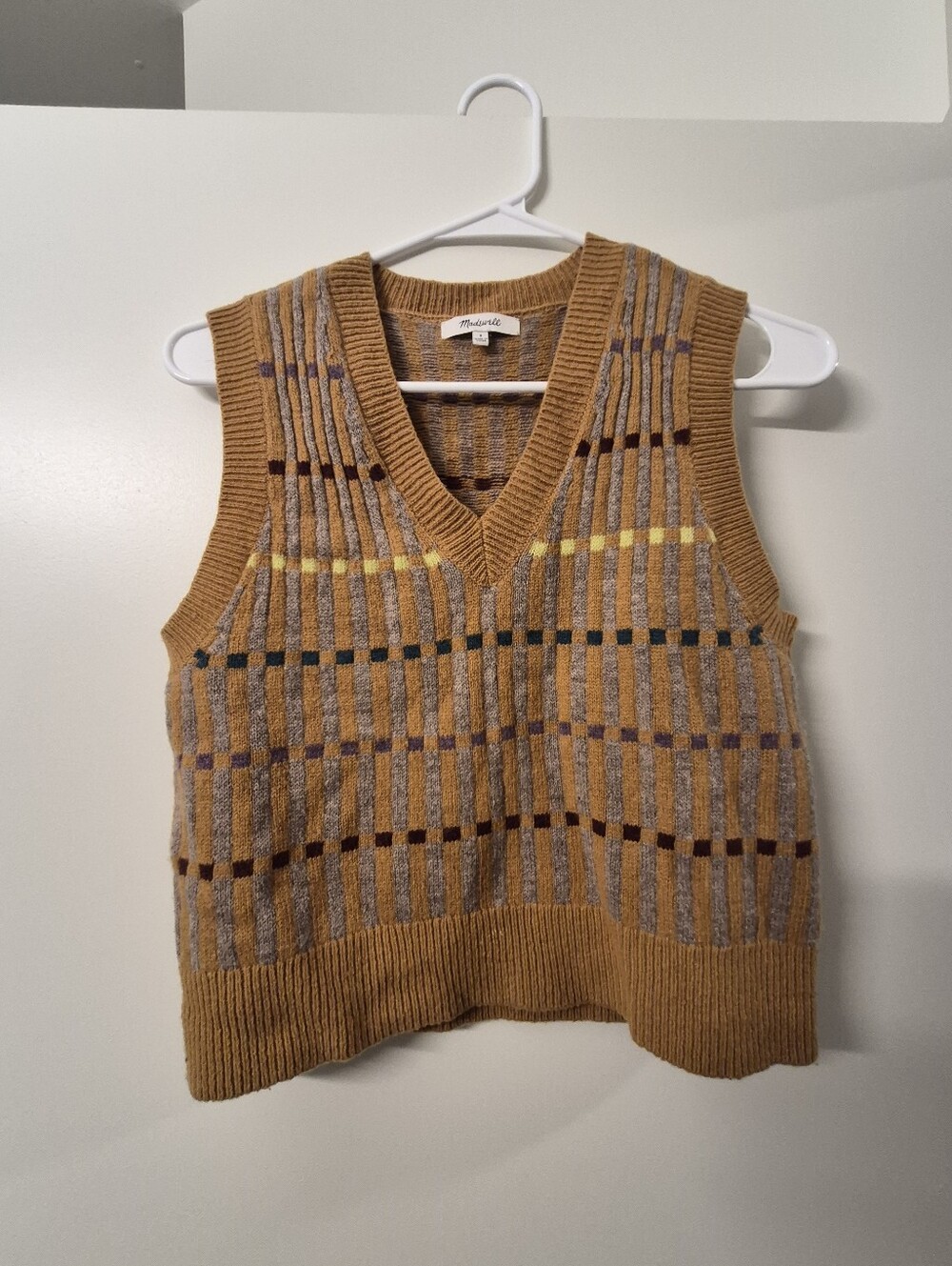 Mustard Patterned Knit Sweater Vest - Madewell